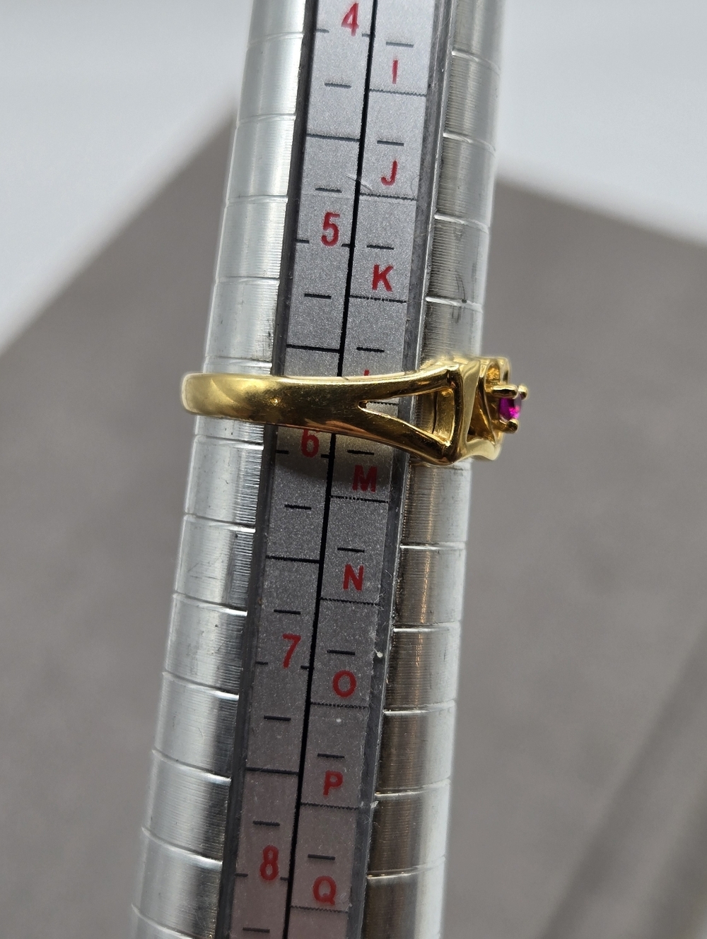 Gold Love Script Ring with Pink Gem - Picture 7 of 7